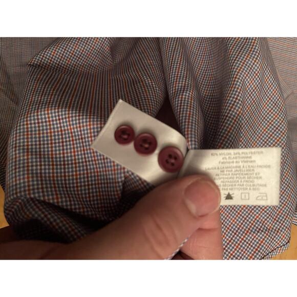 David Donahue Shirt Mens 15.5 34/35 Button Up Long Sleeve Dress Shirt Check out - Picture 9 of 11